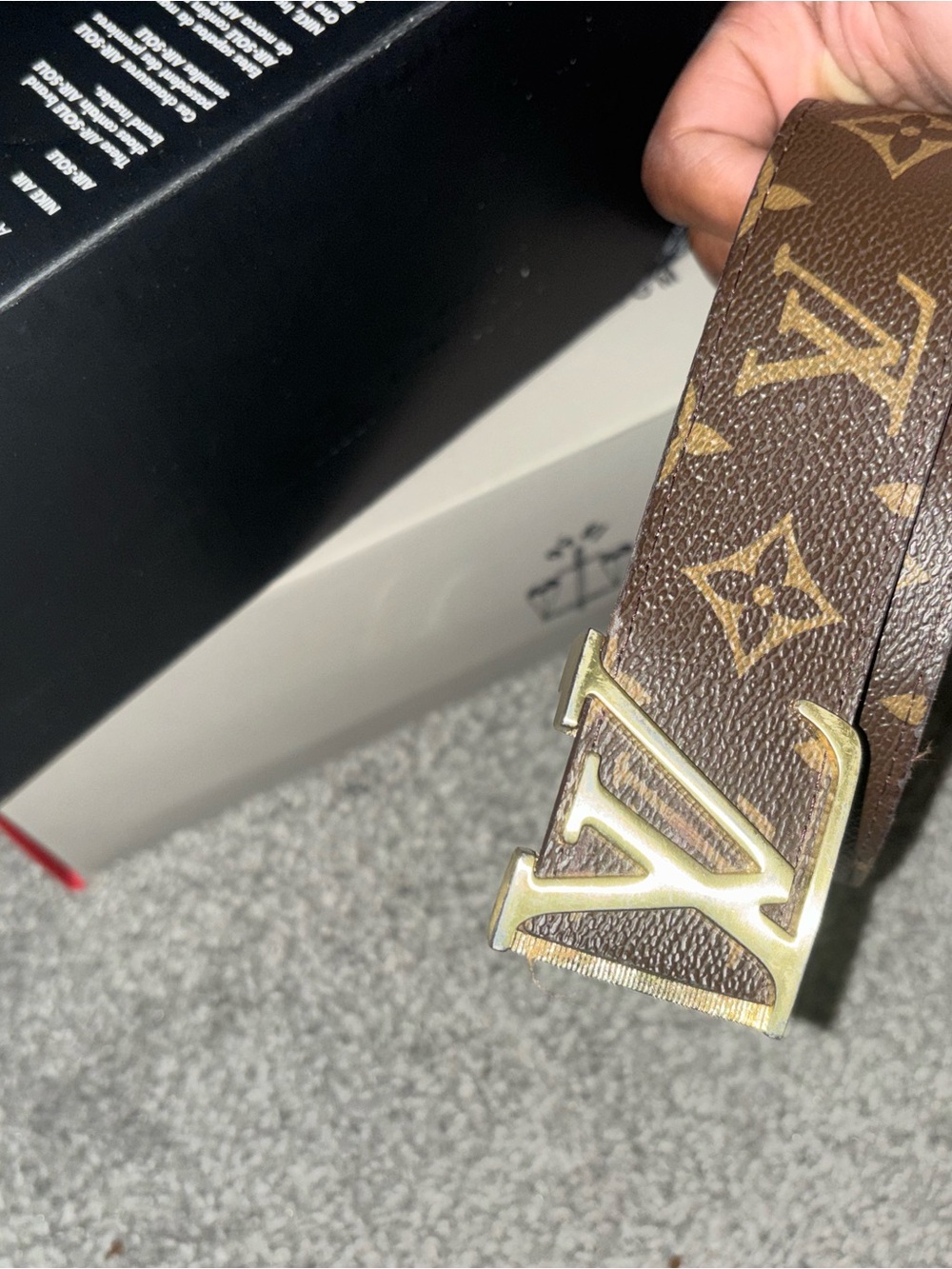 Louis Vuitton Brown Monogram Belt with Gold LV Buckle